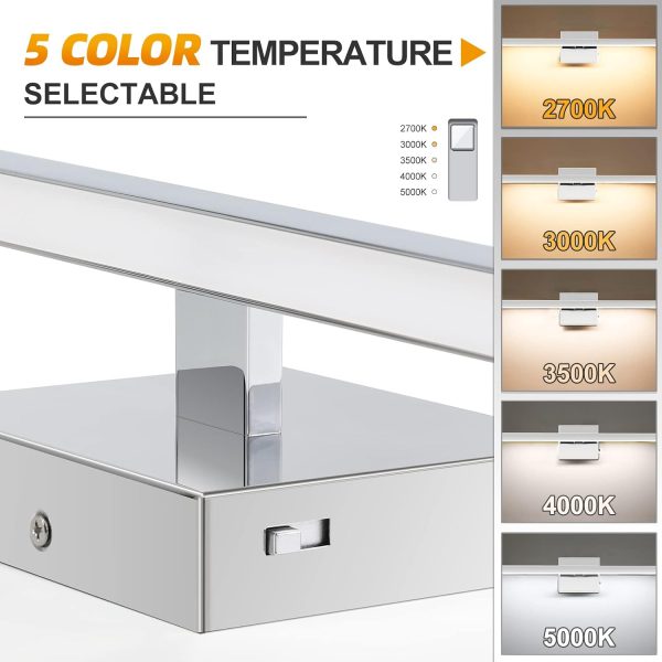 YKLITG 23.6 inch Chrome Bathroom Vanity Light,14W 5CCT Dimmable LED Bathroom Lighting Fixtures Over Mirror, Modern Vanity Lights for Bathrooms Restroom Mirror- ETL Certified