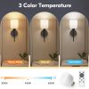 YKLITG 15 inch Battery Operated Wall Sconce Set of 2, Black Wireless Rechargeable Wall Lights with 5200mAh Dimmable Detachable Bulbs and Remote, 9 Colors Sconces Wall Decor for Bedroom Living Room