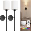 YKLITG 24 inch Battery Operated Wall Sconce Set of 2, Black Wireless Rechargeable Wall Lights with 5200mAh Dimmable Detachable Bulbs and Remote, 9 Colors Sconces Wall Decor for Bedroom Living Room