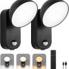 YKLITG Battery Operated Outdoor Lights, 10000mAh Rechargeable, 120 Days/Charge, 3 Modes, 3 Brightness, IP65 Wireless Outdoor Security Motion Light for Patio Porch Garage, 2 Pack
