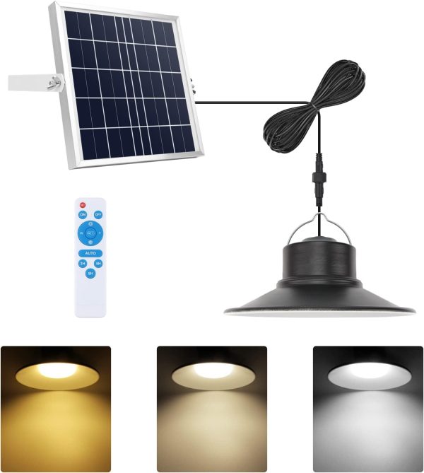 YKLITG 2Pack LED Solar Indoor Lights Outdoors 3 Color Dimmable Lighting with Remote Control & 1 Pack Solar Pendant Light