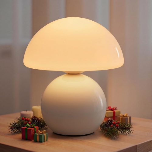 YKLITG Wireless Mushroom Lamp,Table Lamp for Bedroom, Portables Cordless Lamps,Wireless lamp,Small Bedside Table Touch Lamps for Living Room,Mini Mushroom 5200mAh Battery Operated Lamp Modern (White)