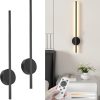 YKLITG 28 Inch Battery Operated Wall Sconce Set of 2, 360 Rotation Dark Black Rechargeable Wall Lights with Detachable Tube and Remote, 3CCT Dimmable Wall Lamp for Living Room Bedroom Hallway