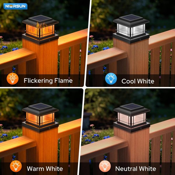 YKLITG 4x4 Post Solar Lights with Flame Light &3 Color Temps,12 Pack Black