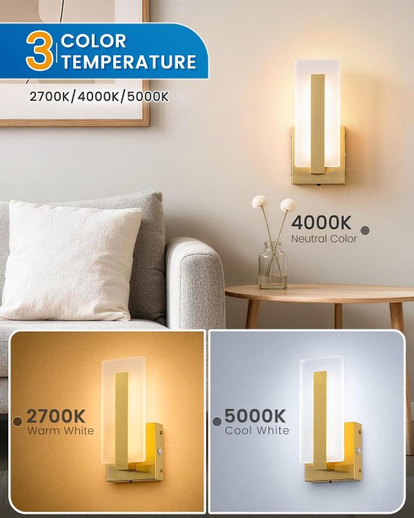 YKLITG Rechargeable Wall Sconces, 10000mAh Battery Operated Wall Sconce Set of 2, 3 Color Temps Wireless Wall Lights with Remote, Dimmable Wall Lamp for Living Room Bedroom Hallway