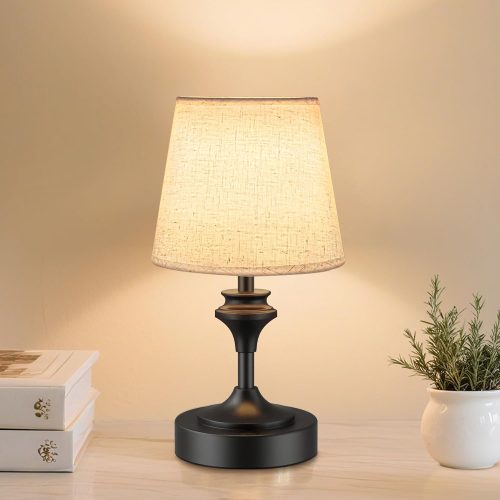 YKLITG Portables Cordless Table Lamp, 10.2" Battery Operated Lamp, Bedside Table Lamp with Warm White Color,3 Way Dimmable Touch Desk Lamp for Bedroom Living Room Restaurant Black