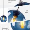 YKLITG Pendant Lights Kitchen Island 3 Pack, Blue Glass Pendant Light Fixtures with Clear Globe Shade, Adjustable Height Design, Modern Kitchen Island Lighting for Dining Room, Bedroom (7.87in)