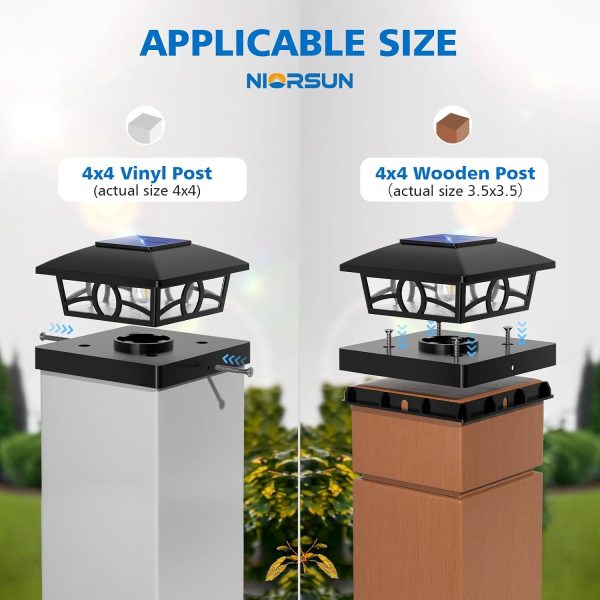 YKLITG Solar Post Cap Lights,4x4 Post Solar Light Warm White,Black 12 Pack