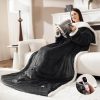YKLITG Heated Blanket Throw with Foot Pocket, Wearable Electric Blanket with 9 Heating Levels & 10 Time Settings, Ultra-Soft Flannel & Sherpa, Cozy Gift for Family and Friends, 54 * 75", Grey