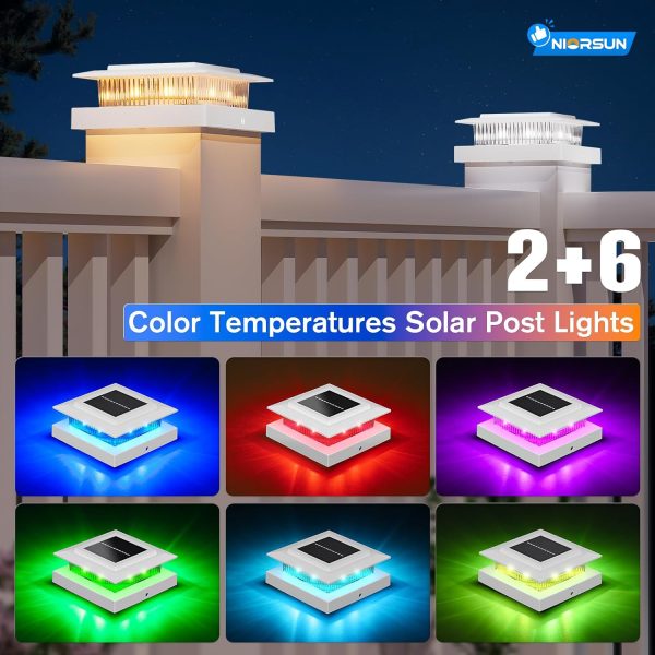 YKLITG 4x4 Post Solar Lights Color Changing,Solar Post Light,12 Pack White