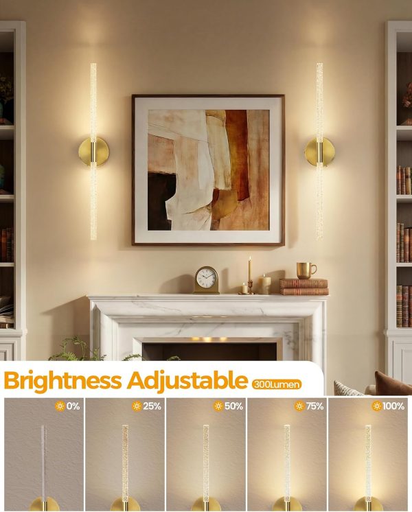 YKLITG Crystal-Inspired Bubble Battery Operated Wall Sconce Set of 2, 10000mAh 3 Color Temps Rechargeable Wall Lights with Remote, Dimmable Wireless Wall Lamp for Living Room Bedroom