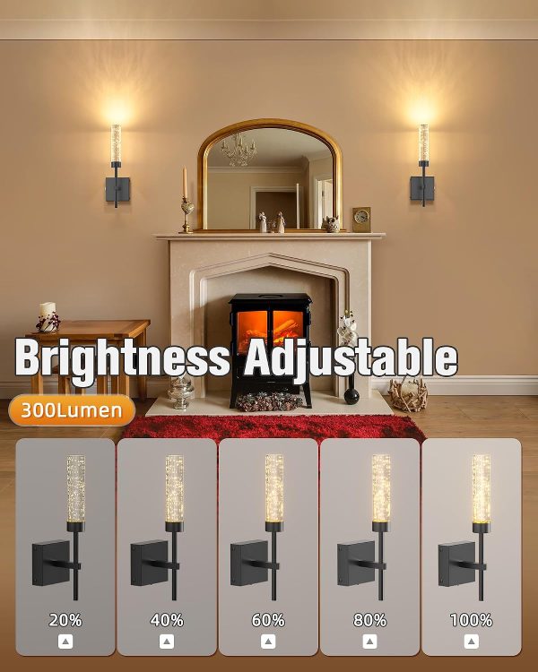 YKLITG Crystal-Inspired Bubble Wireless Wall Sconces, 10000mAh Battery Operated Wall Sconces Set of 2, 3 Color Temps Rechargeable Wall Lights with Remote, Dimmable Wall Lamp for Living Room Bedroom