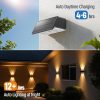 YKLITG Solar Fence Lights,16 Pack Deck Light,Led Outdoor Lights 3000K/4500K/6000K+ RGB Up & Down Wall Lights Waterproof,Solar Powered Light for Backyard/Pool/Railing/Patio/Porch/Step Black