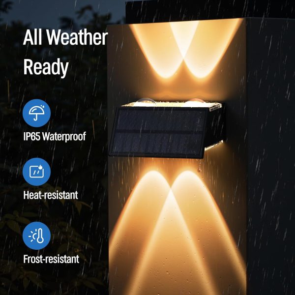 YKLITG Solar Fence Lights,16 Pack Deck Light,Led Outdoor Lights 3000K/4500K/6000K+ RGB Up & Down Wall Lights Waterproof,Solar Powered Light for Backyard/Pool/Railing/Patio/Porch/Step Black