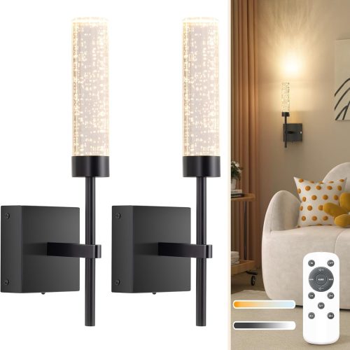 YKLITG Crystal-Inspired Bubble Wireless Wall Sconces, 10000mAh Battery Operated Wall Sconces Set of 2, 3 Color Temps Rechargeable Wall Lights with Remote, Dimmable Wall Lamp for Living Room Bedroom