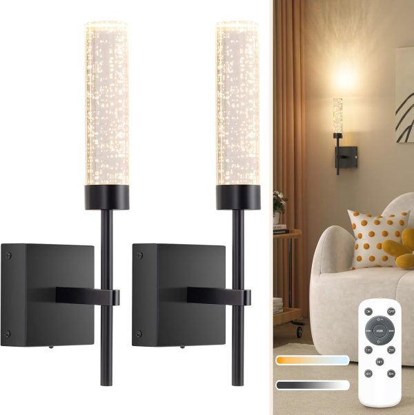 YKLITG Crystal-Inspired Bubble Wireless Wall Sconces, 10000mAh Battery Operated Wall Sconces Set of 2, 3 Color Temps Rechargeable Wall Lights with Remote, Dimmable Wall Lamp for Living Room Bedroom