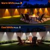 YKLITG Solar Fence Lights,6 Pack Deck Light,Led Outdoor Lights Warm White + RGB Wall Lights Waterproof,Solar Powered Light for Backyard/Pool/Railing/Patio/Porch/Step(White)