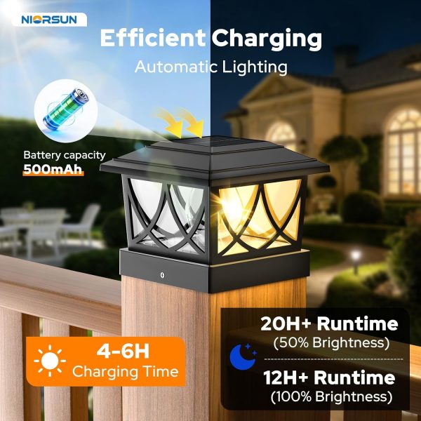 YKLITG 4x4 Post Solar Lights, 3 Color Temps & 2 Brightnesses, 8 Pack Black