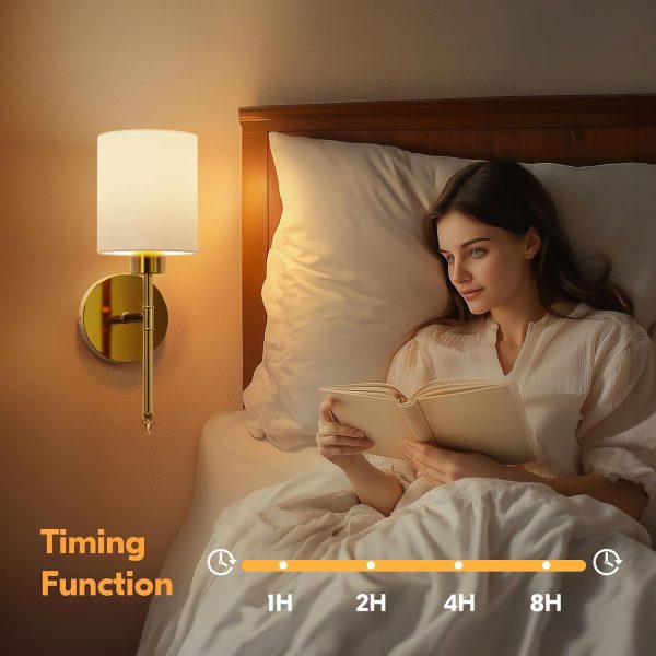 YKLITG 15 inch Battery Operated Wall Sconce Set of 2, Gold Wireless Rechargeable Wall Lights with 5200mAh Dimmable Detachable Bulbs and Remote, 9 Colors Sconces Wall Decor for Bedroom Living Room