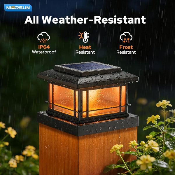 YKLITG 4x4 Post Solar Lights with Flame Light &3 Color Temps,12 Pack Black