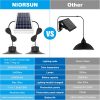 YKLITG Solar Indoor Lights Outdoor, LED Solar Pendant Lights 3 Color Dimmable Lighting with Remote Control, Gazebo Lights,2x16.4ft Cable IP65 Waterproof for Garden, Patio, Garage, Camp(2 Pack)