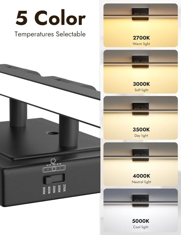 YKLITG 48 Inch Modern Bathroom Light Fixture, 30W 5CCT Dimmable LED Black Bathroom Vanity Lights Over Mirror, Vanity Lights for Bathrooms Restroom Mirror- ETL Certified