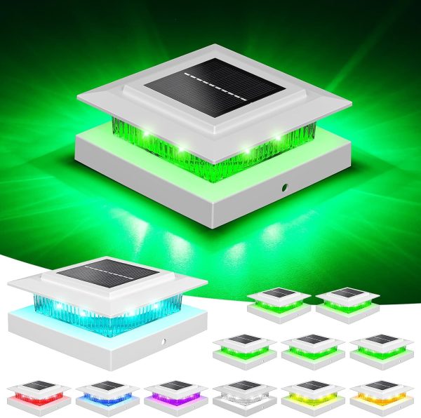 YKLITG 4x4 Post Solar Lights Color Changing,Solar Post Light,12 Pack White