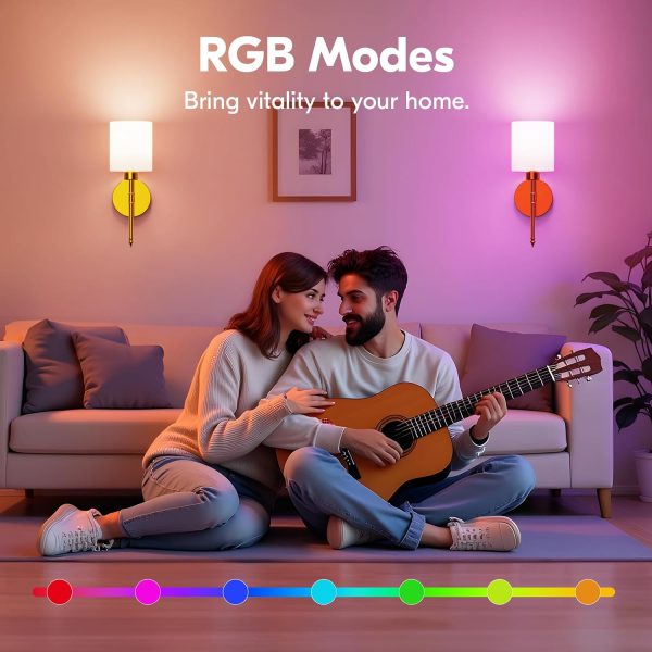 YKLITG 15 inch Battery Operated Wall Sconce Set of 2, Gold Wireless Rechargeable Wall Lights with 5200mAh Dimmable Detachable Bulbs and Remote, 9 Colors Sconces Wall Decor for Bedroom Living Room