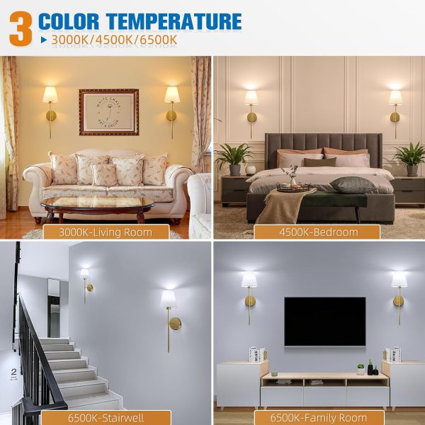 YKLITG Battery Operated Wall Sconce Set of 2,Gold Rechargeable Wall Lights with 10400mAh Dimmable Bulbs and Remote,10 Colors Wireless Wall Lamps for Bedroom Living Room Hallway Decor
