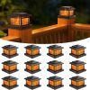 YKLITG 4x4 Post Solar Lights with Flame Light &3 Color Temps,12 Pack Black