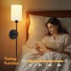 YKLITG 24 inch Battery Operated Wall Sconce Set of 2, Black Wireless Rechargeable Wall Lights with 5200mAh Dimmable Detachable Bulbs and Remote, 9 Colors Sconces Wall Decor for Bedroom Living Room