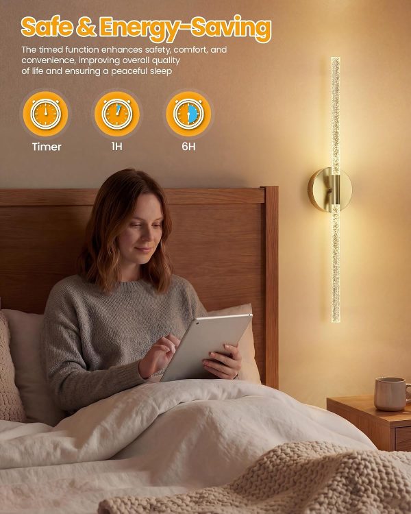 YKLITG Crystal-Inspired Bubble Battery Operated Wall Sconce Set of 2, 10000mAh 3 Color Temps Rechargeable Wall Lights with Remote, Dimmable Wireless Wall Lamp for Living Room Bedroom