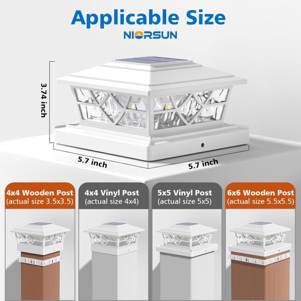 YKLITG 4x4 Post Solar Lights,Solar Post Lights with 2 Modes, 12 Pack White