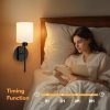 YKLITG 15 inch Battery Operated Wall Sconce Set of 2, Black Wireless Rechargeable Wall Lights with 5200mAh Dimmable Detachable Bulbs and Remote, 9 Colors Sconces Wall Decor for Bedroom Living Room
