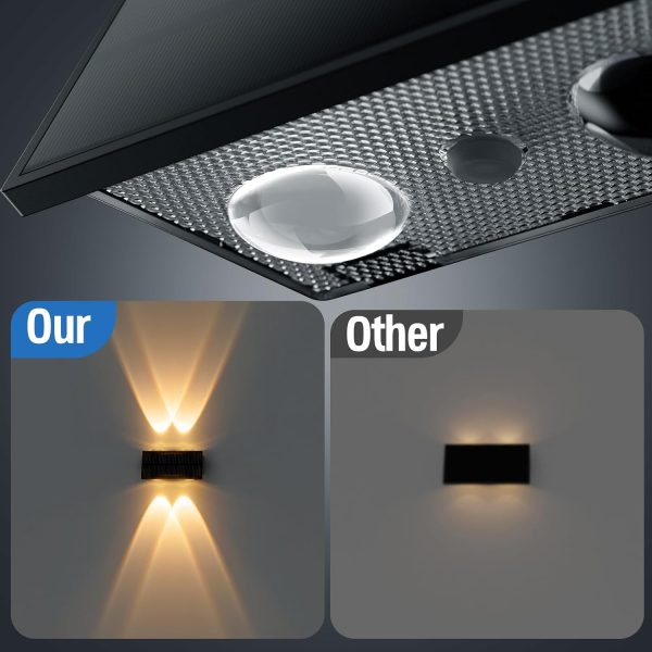 YKLITG Solar Fence Lights,16 Pack Deck Light,Led Outdoor Lights 3000K/4500K/6000K+ RGB Up & Down Wall Lights Waterproof,Solar Powered Light for Backyard/Pool/Railing/Patio/Porch/Step Black