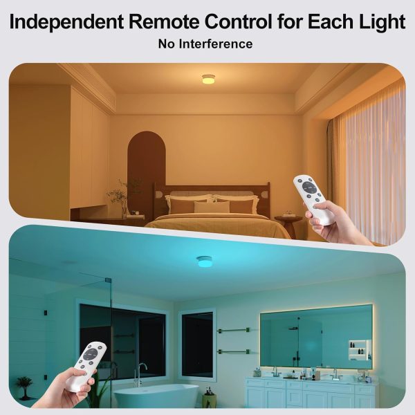 Rechargeable Shower Light with Silicone Cover, 4000mAh, RGBW, Cordless Waterproof LED Shower Lights for Inside Shower, Remote Control & Magnetic Mount, Shower Lamp for Bathroom Closet Bedroom, 2 Pack