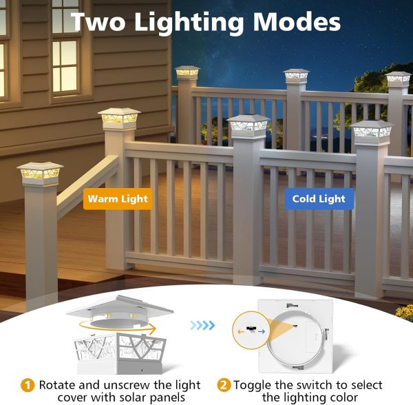 YKLITG 4x4 Post Solar Lights,Solar Post Lights with 2 Modes, 12 Pack White