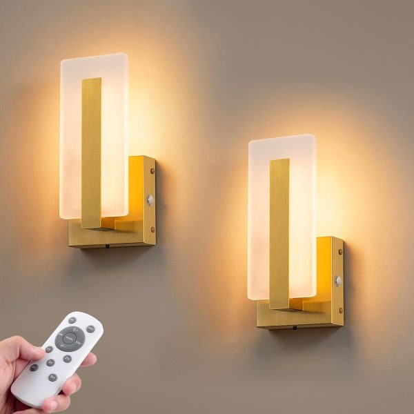 YKLITG Rechargeable Wall Sconces, 10000mAh Battery Operated Wall Sconce Set of 2, 3 Color Temps Wireless Wall Lights with Remote, Dimmable Wall Lamp for Living Room Bedroom Hallway