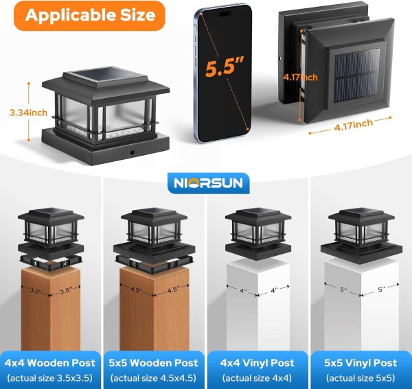 YKLITG 4x4 Post Solar Lights with Flame Light &3 Color Temps,12 Pack Black