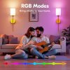 YKLITG 24 inch Battery Operated Wall Sconce Set of 2, Gold Wireless Rechargeable Wall Lights with 5200mAh Dimmable Detachable Bulbs and Remote, 9 Colors Sconces Wall Decor for Bedroom Living Room