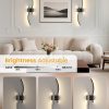 YKLITG 27.6 Inch Battery Operated Wall Sconce Set of 2, Black Modern Rechargeable Wall Lights with Remote, 3CCT Dimmable Wireless Wall Lamp for Living Room Bedroom Hallway