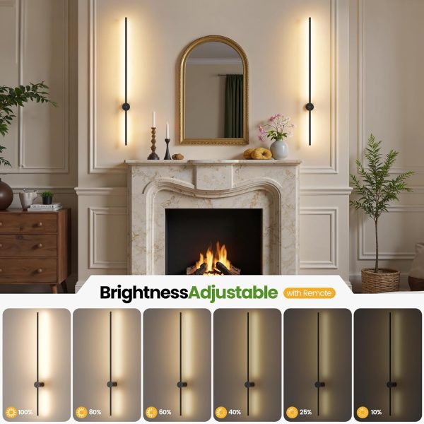 YKLITG Battery Operated Wall Sconce Set of 2, 39 Inch Wireless Wall Sconces with Remote, 3 Color Dimmable Rechargeable Wall Lights, 360 Rotate Detachable Sconces Wall Decor for Bedroom Living Room