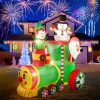 YKLITG 6FT Train Inflatable Christmas Decorations Outdoor with LED Lights,Inflatable Santa Claus Train with Elf and Snowman,Giant Clearance Christmas Blow Ups Yard Decor for Indoor Outdoor Xmas Party
