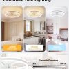 RGB Ceiling Fan with Light and Remote,20" Fandelier Smart Ceiling Fan,White