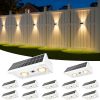 YKLITG Solar Fence Lights Outdoor, 12 Pack Up and Down Waterproof Solar Wall Lights, Fence Lights with Lens, Warm & Cool White + RGB, Dusk to Dawn Lighting for Patio, Backyard, Pool, Railing (White)