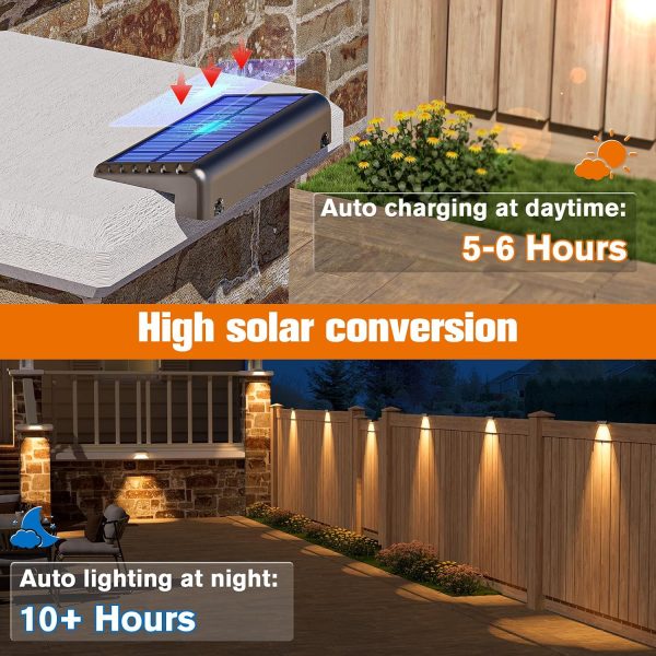 YKLITG Solar Deck Lights Outdoor 12 Pack, IP65 Waterproof Large Size LED Stair Lights with Lenses, Auto ON Off Warm White Step Lights for Outside, Deck, Patio, Fence, Yard, Pathway and Railing Decor