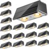 YKLITG Solar Fence Lights,16 Pack Deck Light,Led Outdoor Lights 3000K/4500K/6000K+ RGB Up & Down Wall Lights Waterproof,Solar Powered Light for Backyard/Pool/Railing/Patio/Porch/Step Black