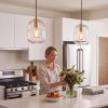 YKLITG 2 Pack Pendant Lights Kitchen Island, Gold Pendant Light Fixtures with Clear Thick Glass Shade, Modern Hanging Ceiling Lights for Kitchen, Bathroom, Bedroom and Dining Room