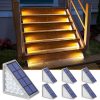 YKLITG Solar Step Lights,6 Pack Warm White Solar Stair Lights Outdoor Waterproof IP67 Auto On Off,Solar Lights for Steps,Stair,Patio,Yard,Porch,Front Door,Sidewalk,Deck Decor