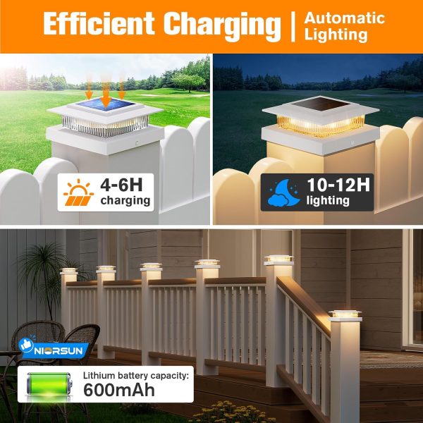 YKLITG 4x4 Post Solar Lights Color Changing,Solar Post Light,12 Pack White